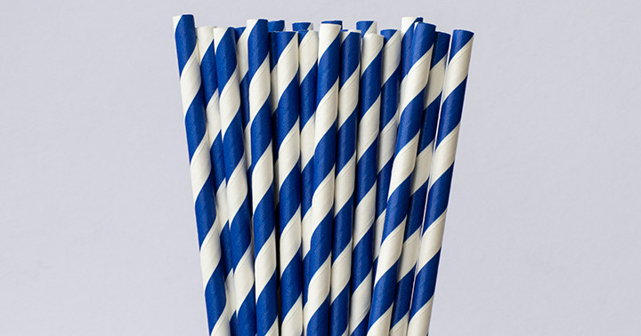 Papiertrinkhalme dunkelblaue gestreift 197/6mm 250 stk