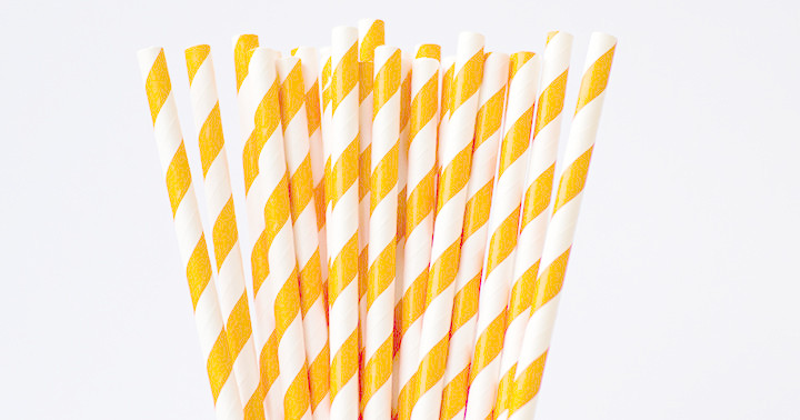 Papiertrinkhalme hellorangene gestreift 197/6mm 250 stk