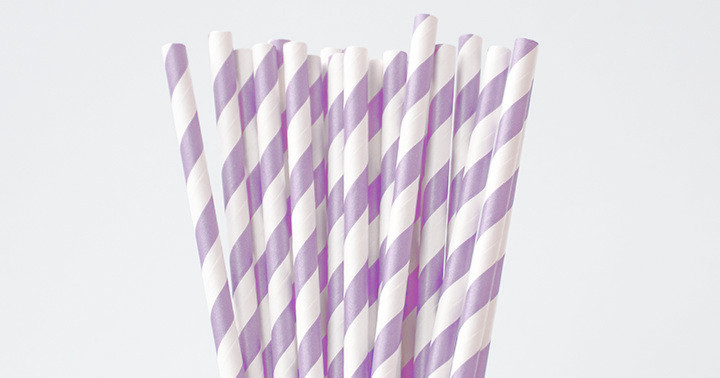 Papiertrinkhalme hellviolette gestreift 197/6mm 250 stk