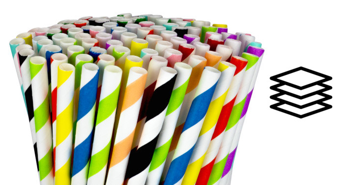 Papiertrinkhalme mix gestreift premium vierlagig 197/6mm 250 stk