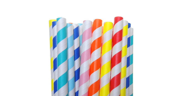 Papiertrinkhalme lange mix gestreift 240/8mm 200 stk