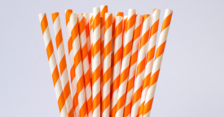 Papiertrinkhalme orangene gestreift 197/6mm 250 stk
