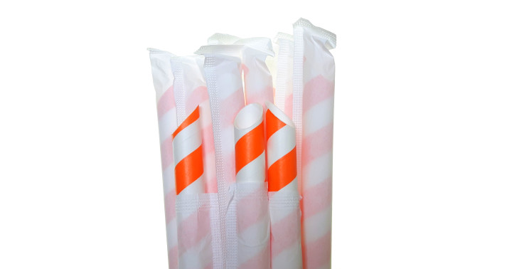 Papiertrinkhalme bubble tea orangene gestreift 210/12mm 100 stk