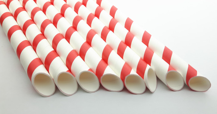 Papiertrinkhalme bubble tea rote gestreift 210/12mm 100 stk