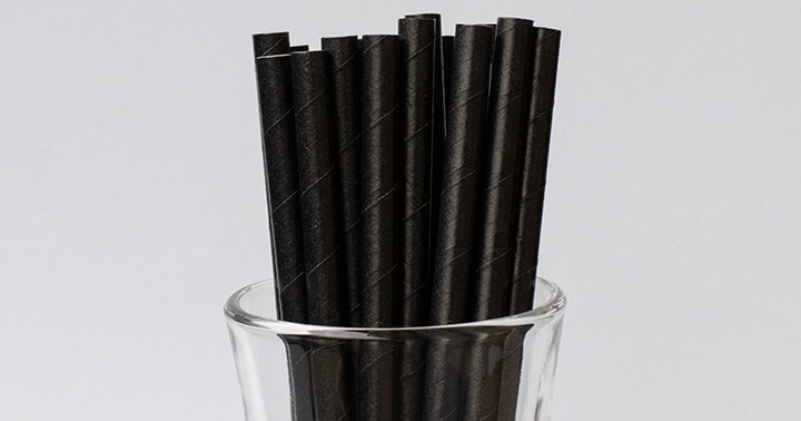Cocktail papiertrinkhalme kurze schwarze 140/8mm 200 stk